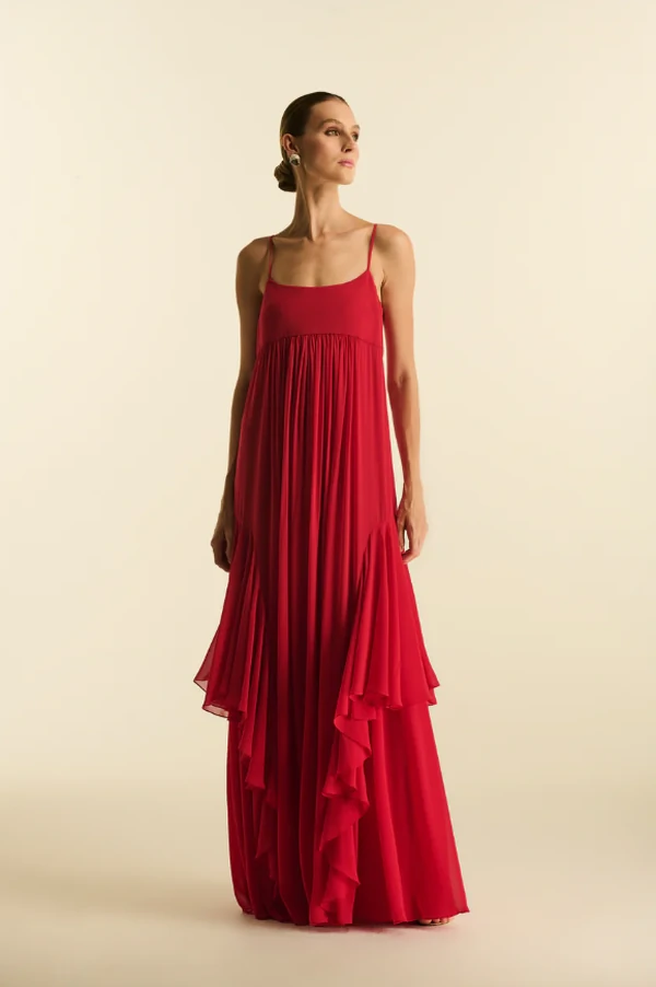 Vestido Fluido Babados - Maracujá