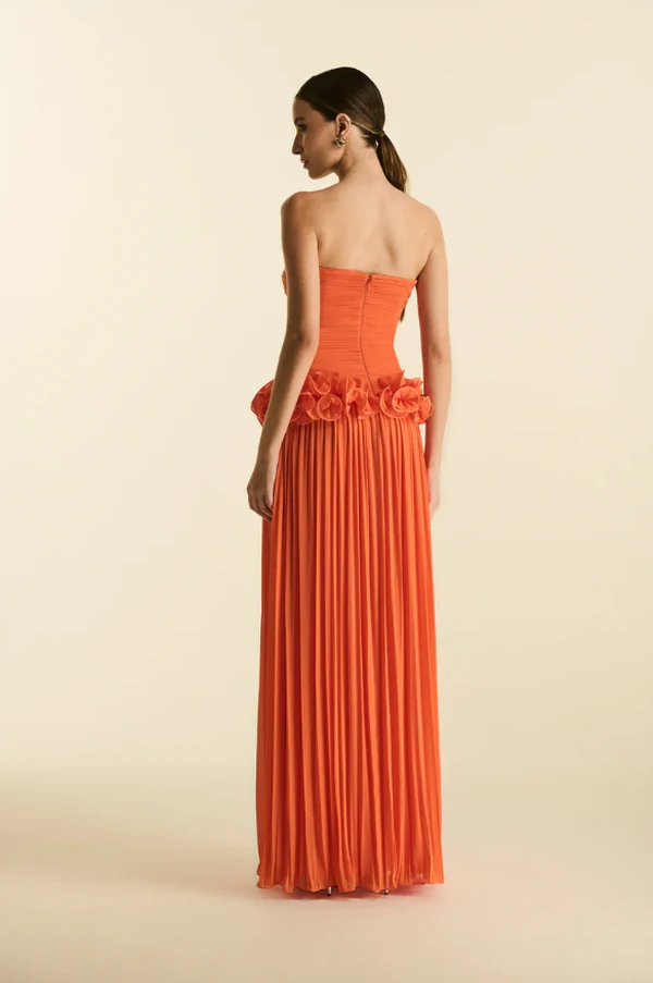 Vestido Plissado Flores - Maracujá