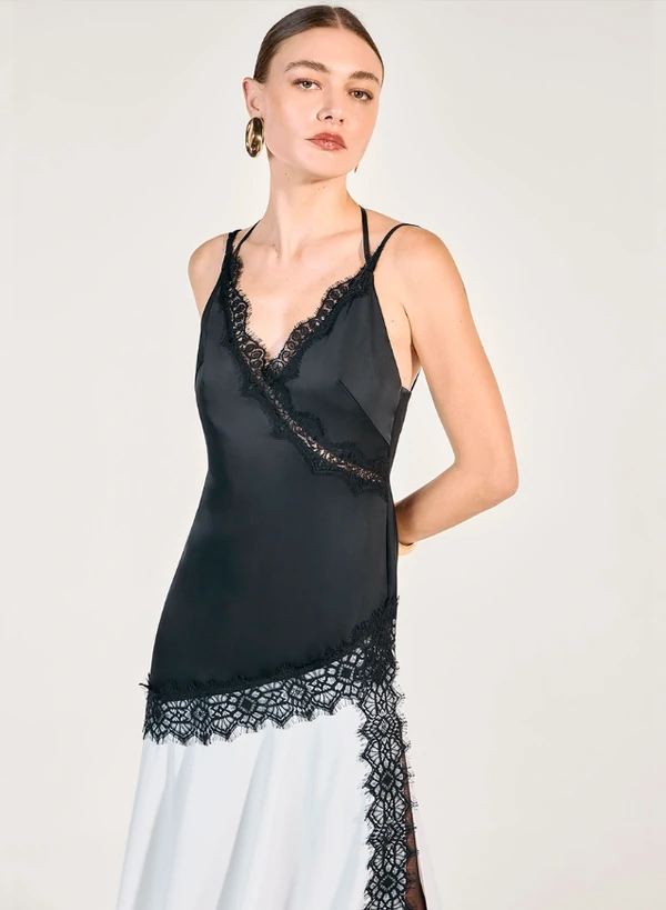 Vestido Alça Detalhes Renda - Skazi