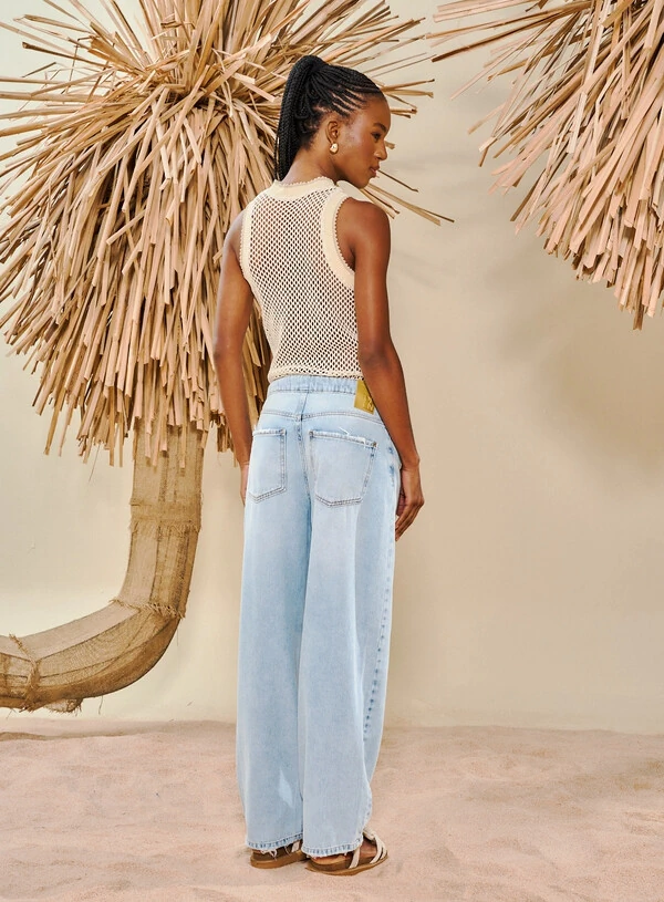 Calça Jeans Feminina Baggy Basic Comfort - Open