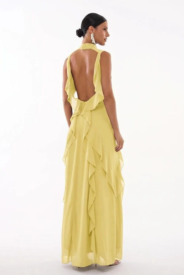 Vestido Gola Alta Babados - Fleche D'or