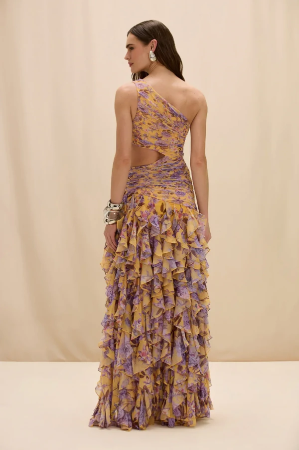 Vestido Um Ombro Babados - PatBo