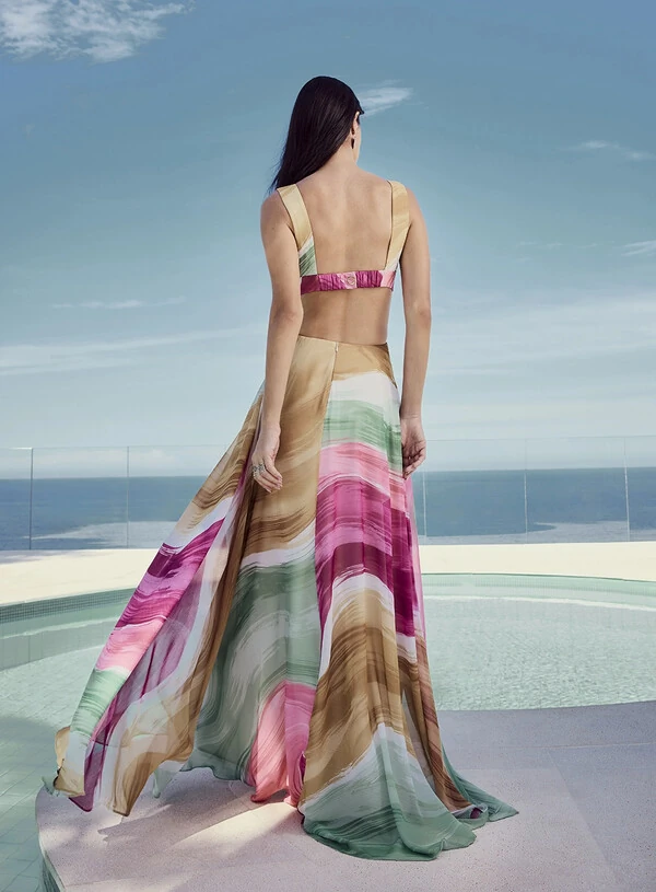 Vestido Longo Estampa Ondas - Tufi Duek