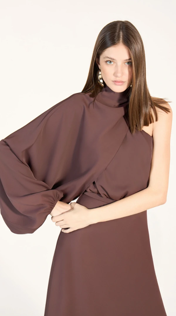 Vestido Um Ombro Cinto - Skazi