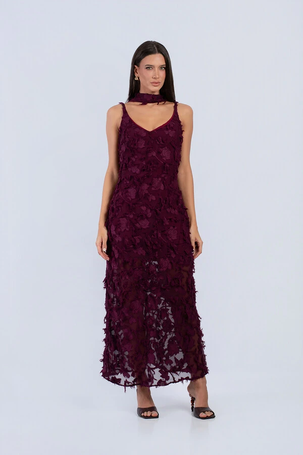 Slip Dress Lisa Decote V com Echarpe - Fernanda Nabhan