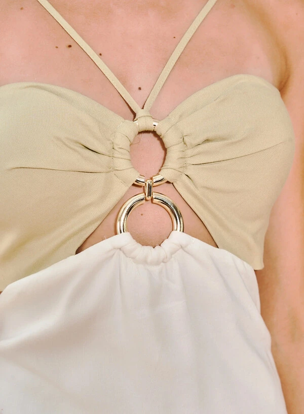 Vestido Midi Com Decote Em Argolas E Cut-outs - Open
