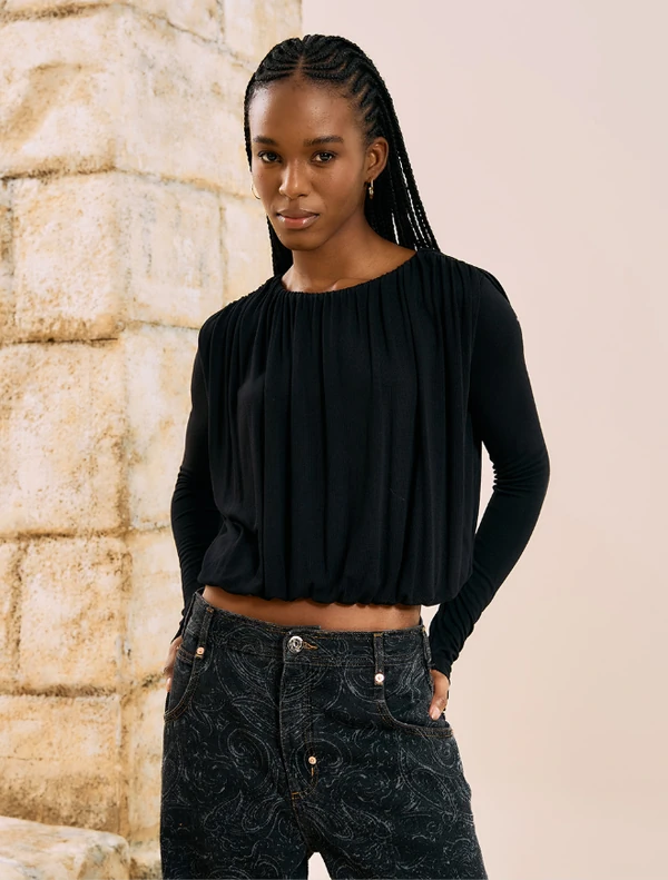 Blusa Manga Longa Balonê - Open