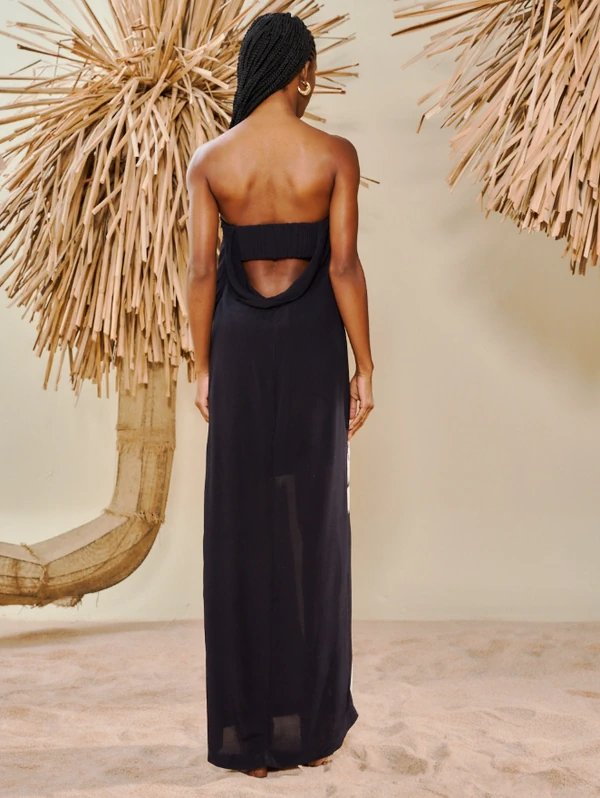 Vestido Longo Estampado Decote - Open