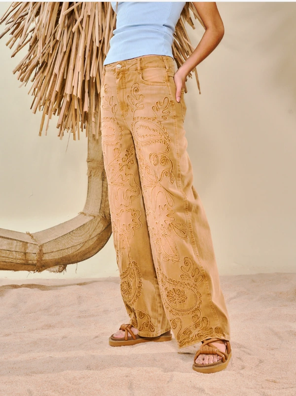 Calça Sarja Bordado - Open