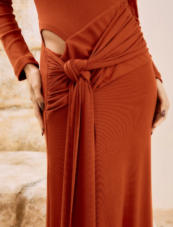 Vestido Longo Canelado - Open