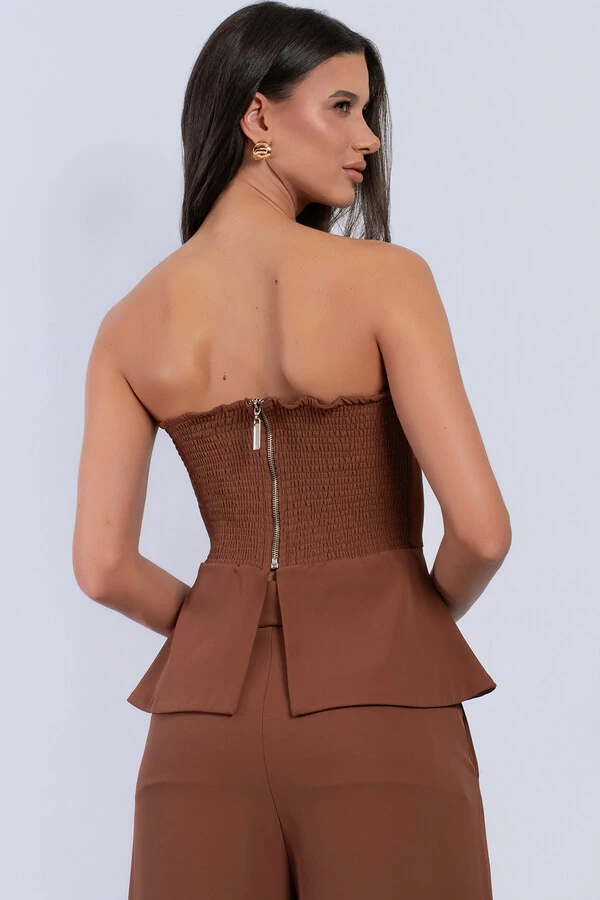 Conjunto Ísis Cropped Peplum & Pantalona com Botões - Fernanda Nabhan