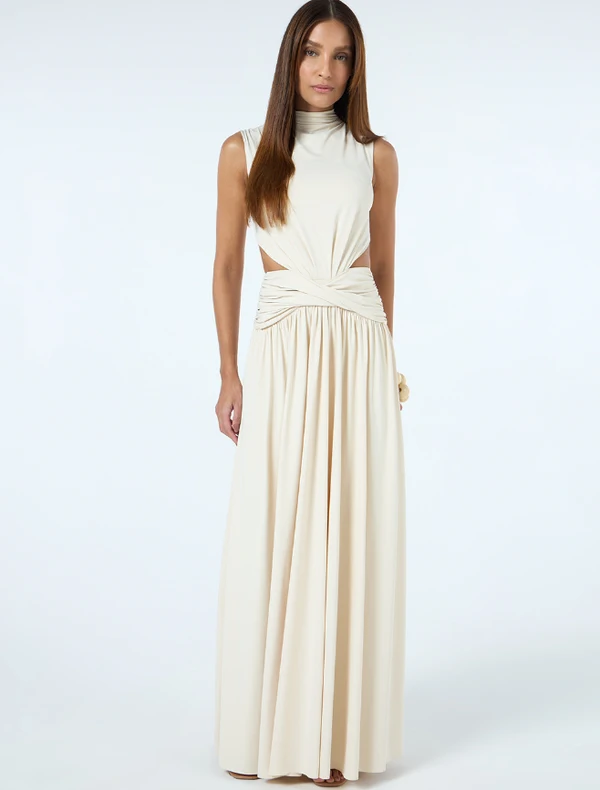 Vestido Gola Alta Recortes Cintura - Tufi Duek