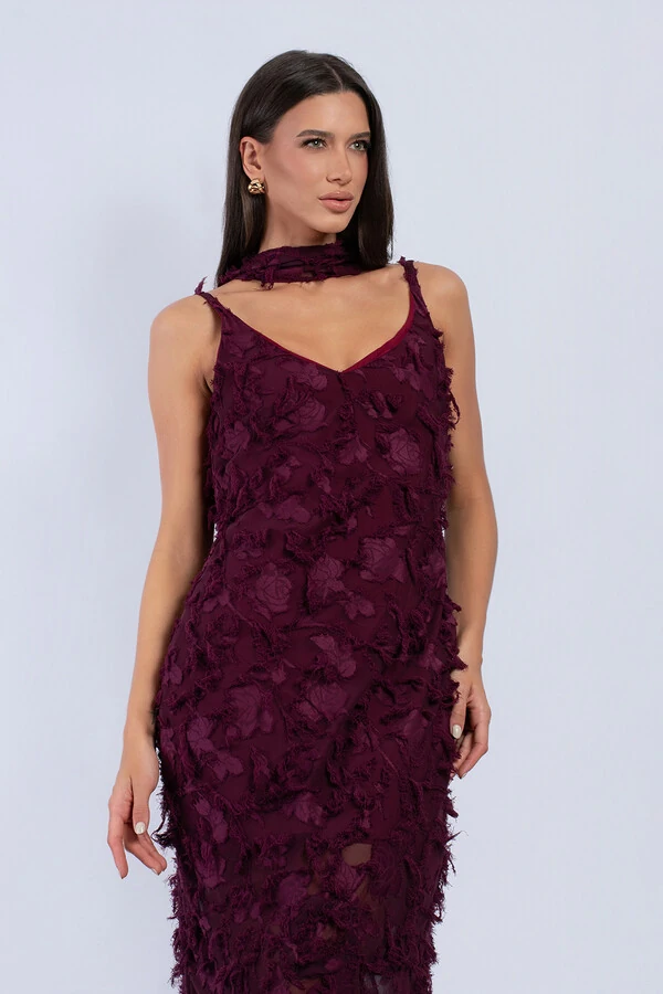 Slip Dress Lisa Decote V com Echarpe - Fernanda Nabhan
