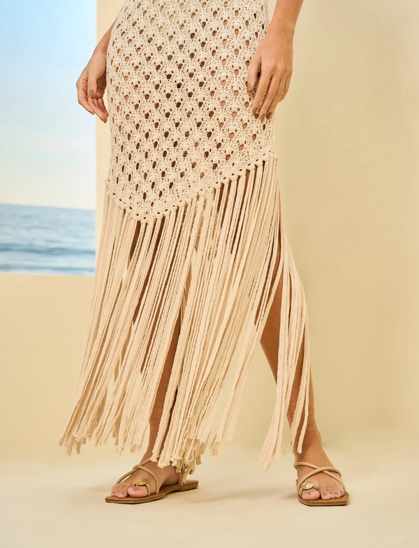 Vestido Crochê Franjas - Open