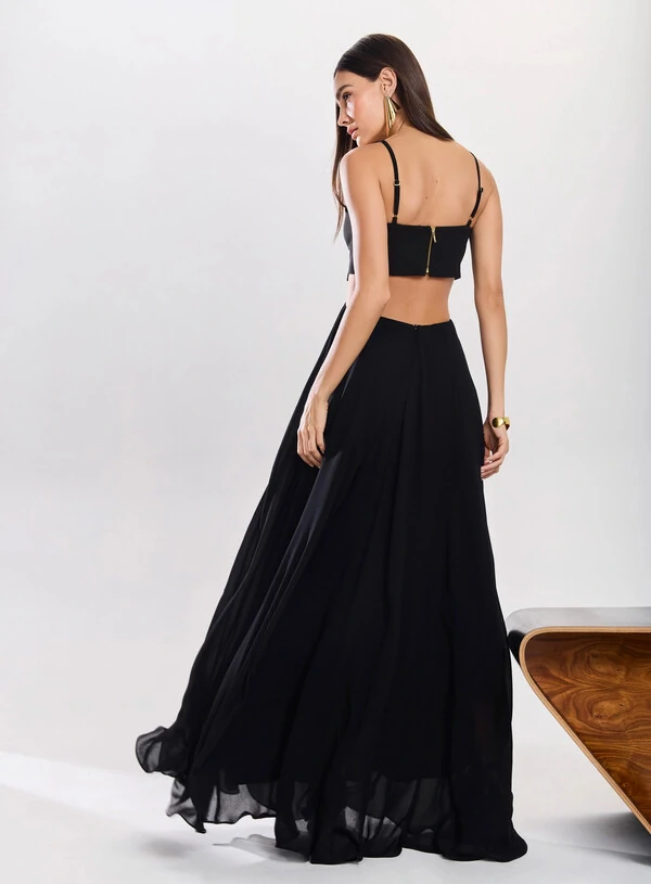 Vestido Longo Com Recorte Cintura - Tufi Duek