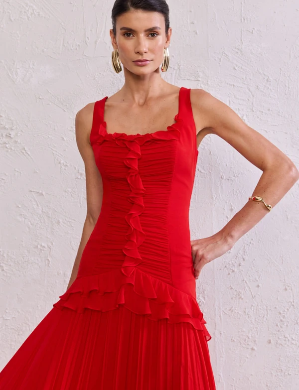 Vestido Detalhes Babados - Tufi Duek