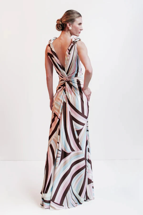 Vestido Longo Estampado com Alamar - Unity Seven
