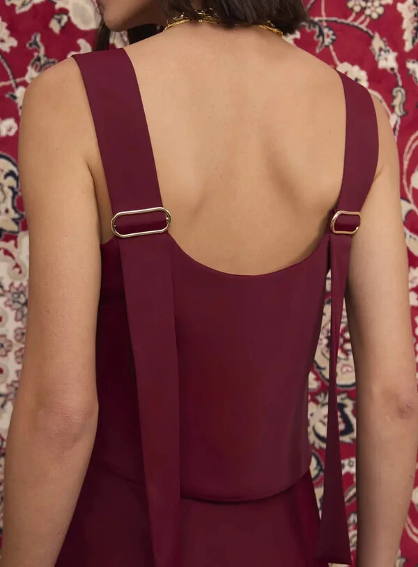 Conjunto Blusa Com Alças Fivela E Saia - Skazi