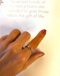 Anel aberto 2 pedras- coração & redondo