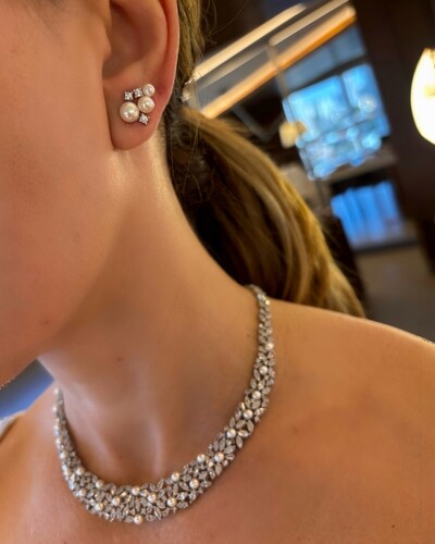 FotoEar cuff 3 pérolas 3 zircônias