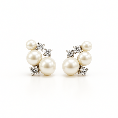 Foto Ear cuff 3 pérolas 3 zircônias