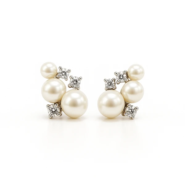 Ear cuff 3 pérolas 3 zircônias