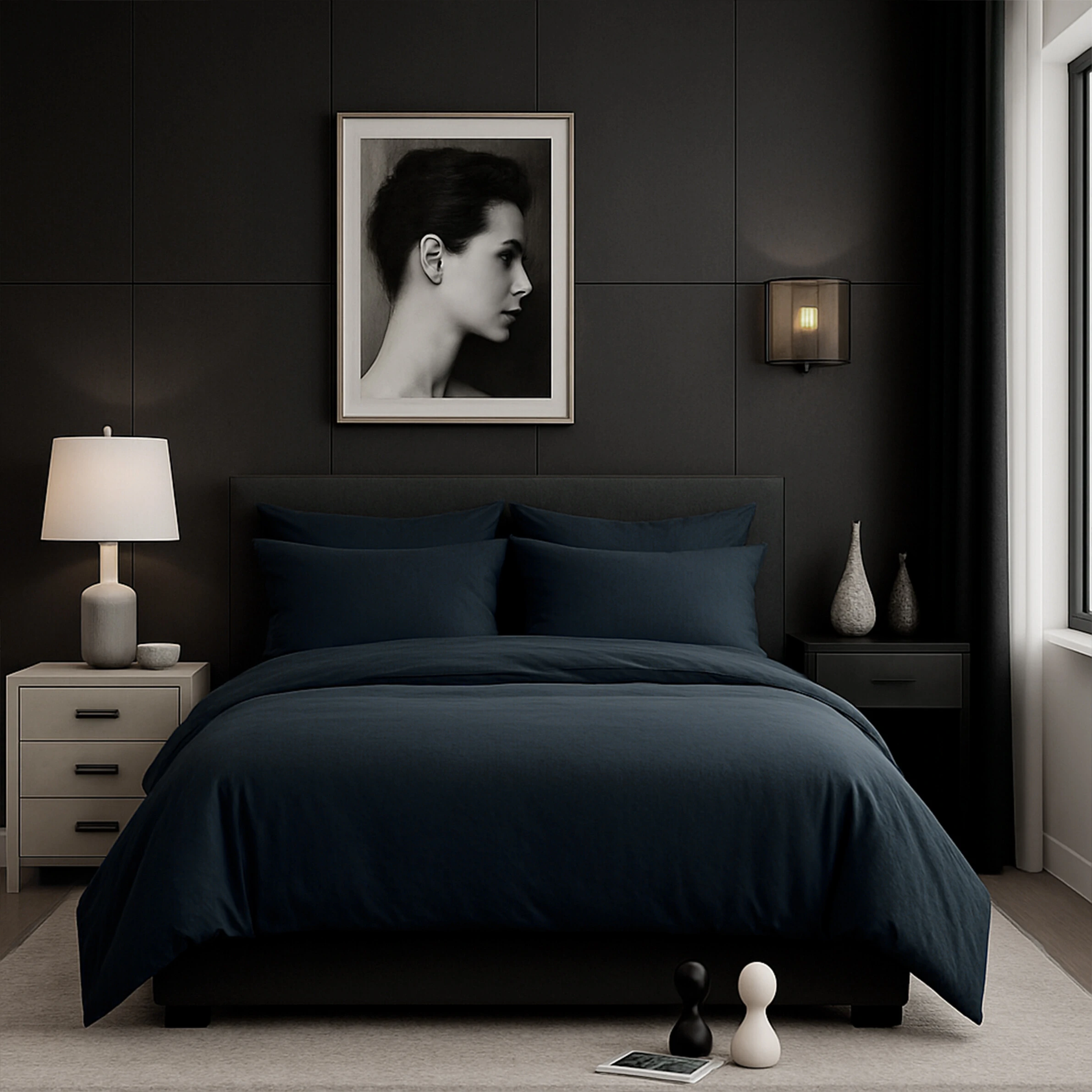 FotoJogo de Cama Iris Black Algodão 200 fios 7 peças