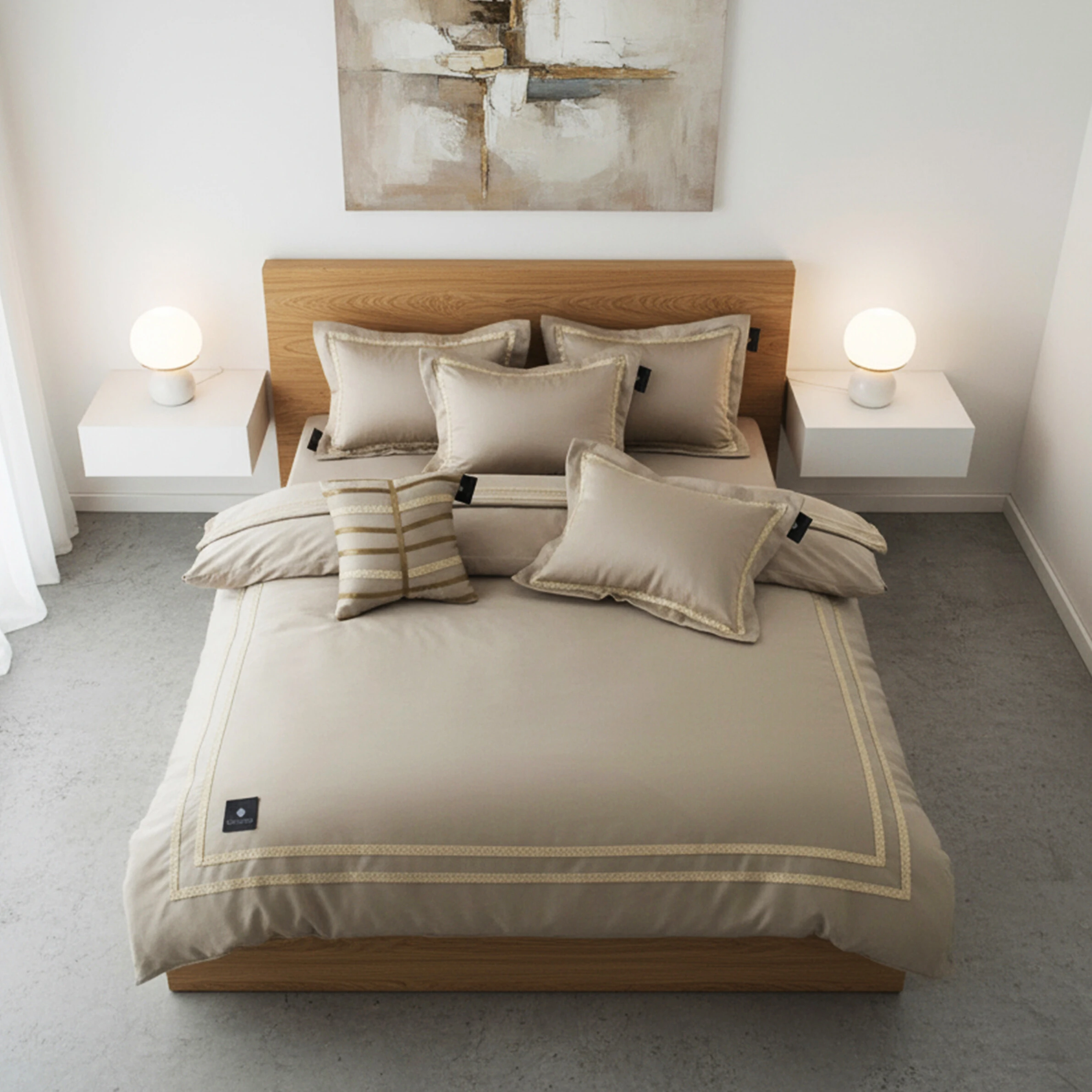 FotoJogo de Cama Champagne Algodão 400 fios 8 peças