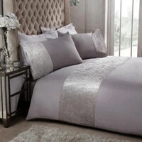Jogo de Cama Venere Gray 6 Peças Gabardine com Veludo