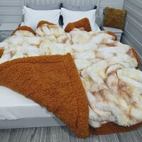 Cobertor Pelúcia com Pele de Carneiro Gabarse Terracota