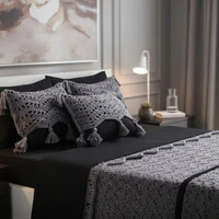 Jogo de cama Le Unique Crochê Lã de Algodão Egípcio com percal 600 fios 15 Peças