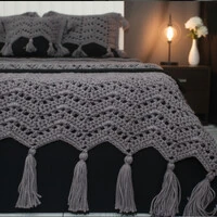 Jogo de cama Le Unique Crochê Lã de Algodão Egípcio com percal 600 fios 15 Peças