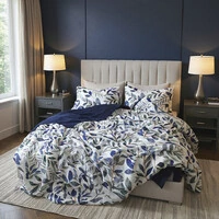 Cobertor Plush Reale Floral Marinho com duas fronhas