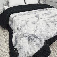 Cobertor Pelúcia com Pele de Carneiro Gabarse Black White