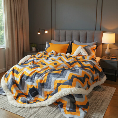 Foto Cobertor Soft Reale Chevron Com Duas Fronhas