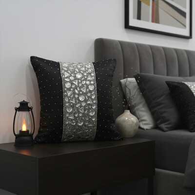 Foto Almofada Cetim Crystale Black