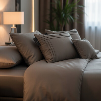 Foto Jogo de 2 Fronhas Plissée Algodão 200 fios mais 1 Almofada