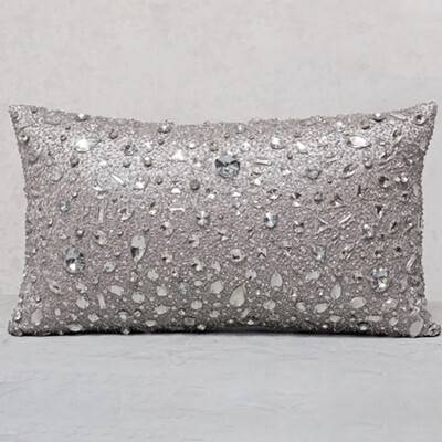 Foto Almofada Baguete Cetim Crystale Prata