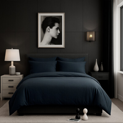 FotoJogo de Cama Iris Black Algodão 200 fios 7 peças