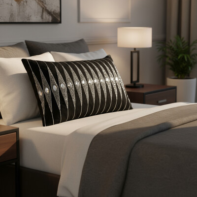 Foto Almofada Baguete Cetim Crystale Black