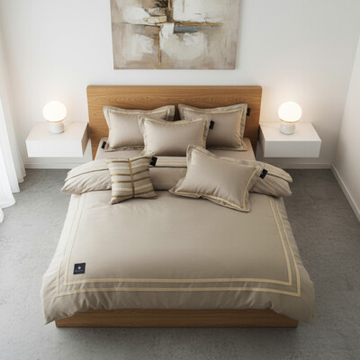 FotoJogo de Cama Champagne Algodão 400 fios 8 peças