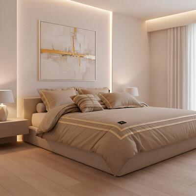 Foto Jogo de Cama Champagne Algodão 400 fios 8 peças