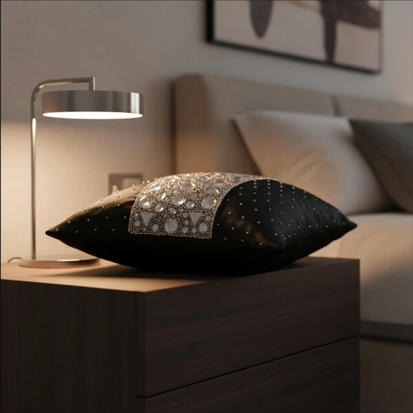 Almofada Cetim Crystale Black