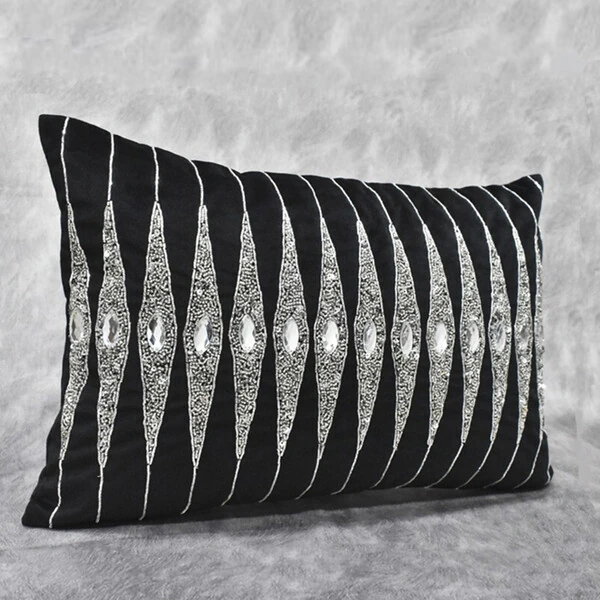 Almofada Baguete Cetim Crystale Black