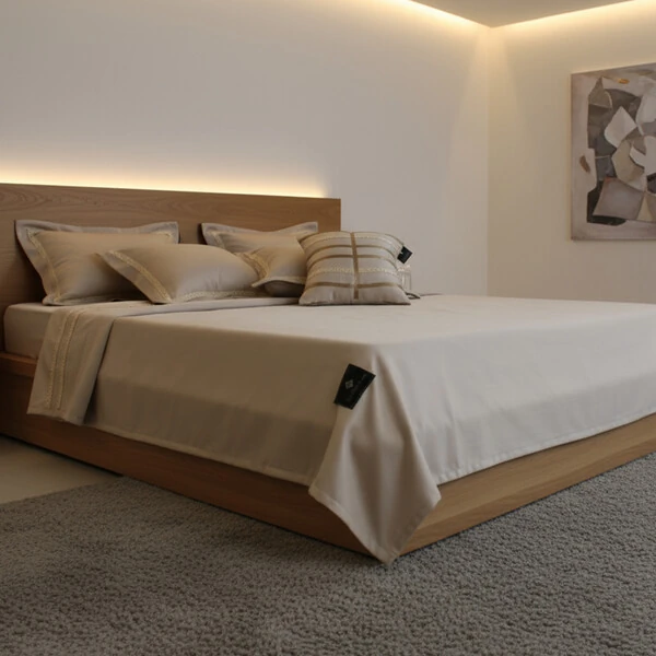 Jogo de lençol Champagne Algodão 400 fios 4 peças