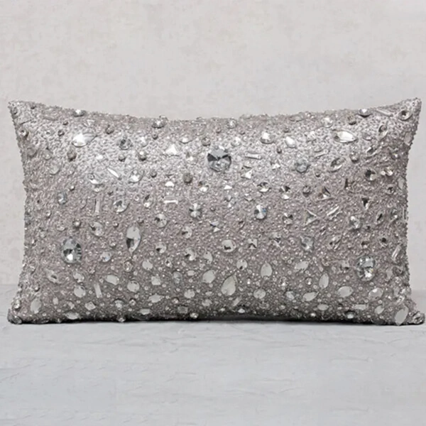Almofada Baguete Cetim Crystale Prata