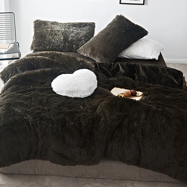 Edredom Opulence Pelúcia Preto com 2 fronhas