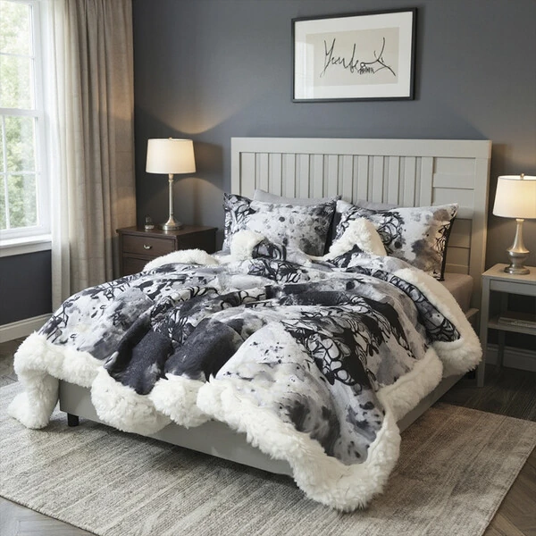 Cobertor Soft Reale Foral Abstrato com 2 Fronhas