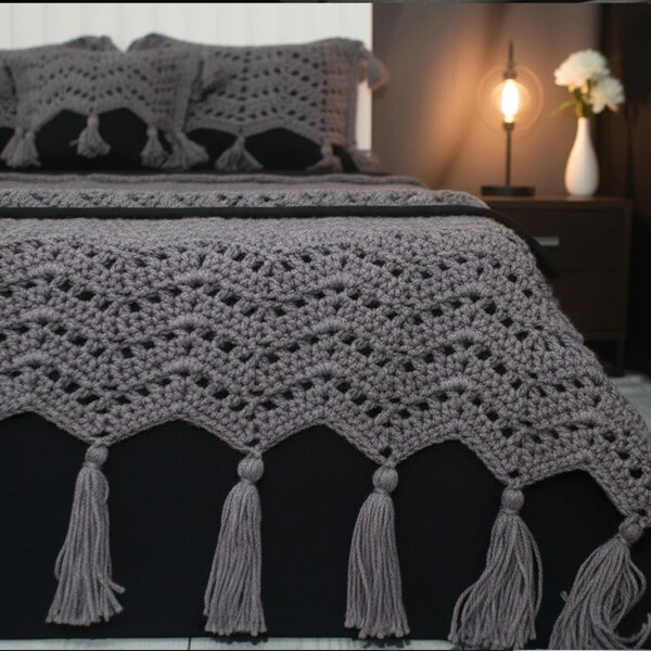 Jogo de cama Le Unique Crochê Lã de Algodão Egípcio com percal 600 fios 15 Peças