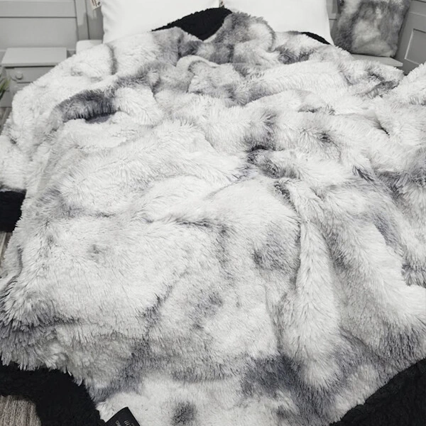 Cobertor Pelúcia com Pele de Carneiro Gabarse Black White